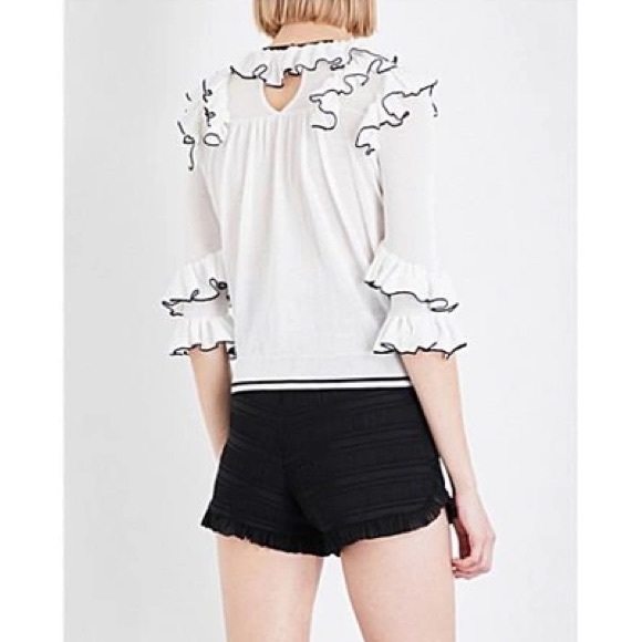 Maje Moreno Black/White Ruffle Knit Top - Picture 3 of 5